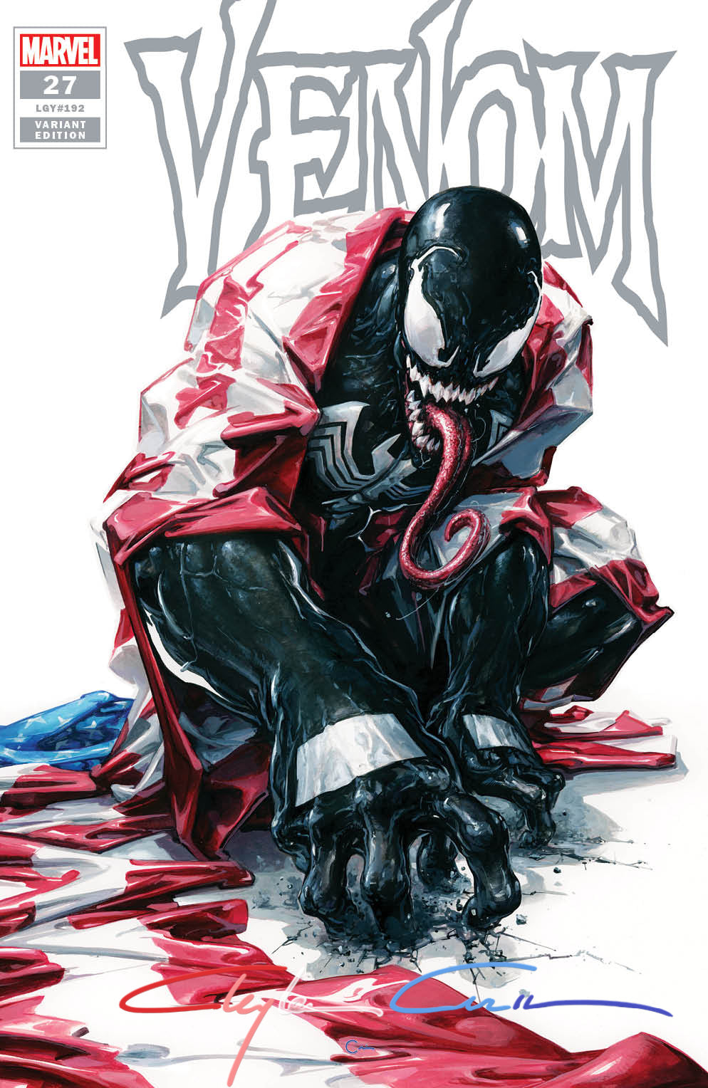 Signed Red/White/Blue  Infinity w/COA Venom #27 Clayton Crain Cover