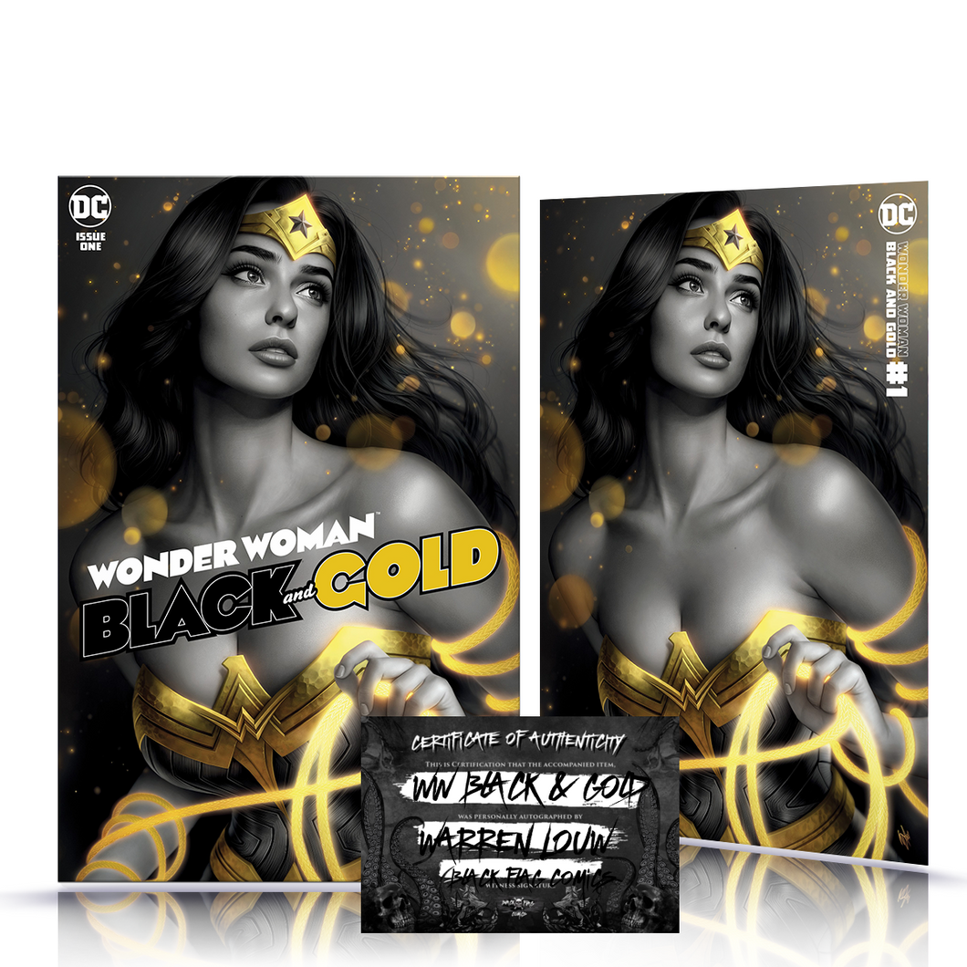 IC Signed w/COA  Wonder Woman Black & Gold #1 Warren Louw Cover Art