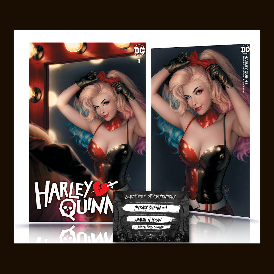 Signed w/COA Harley Quinn #1 Warren Louw Cover Art