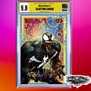 Bubble Remarked CGC Signature Series 9.8 King in Black #1 Clayton Crain Black Light Cover