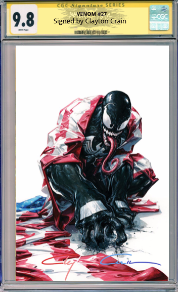 CGC Signature Series 9.8  Clayton Crain Infinity Red/White/Blue Venom #27 Virgin