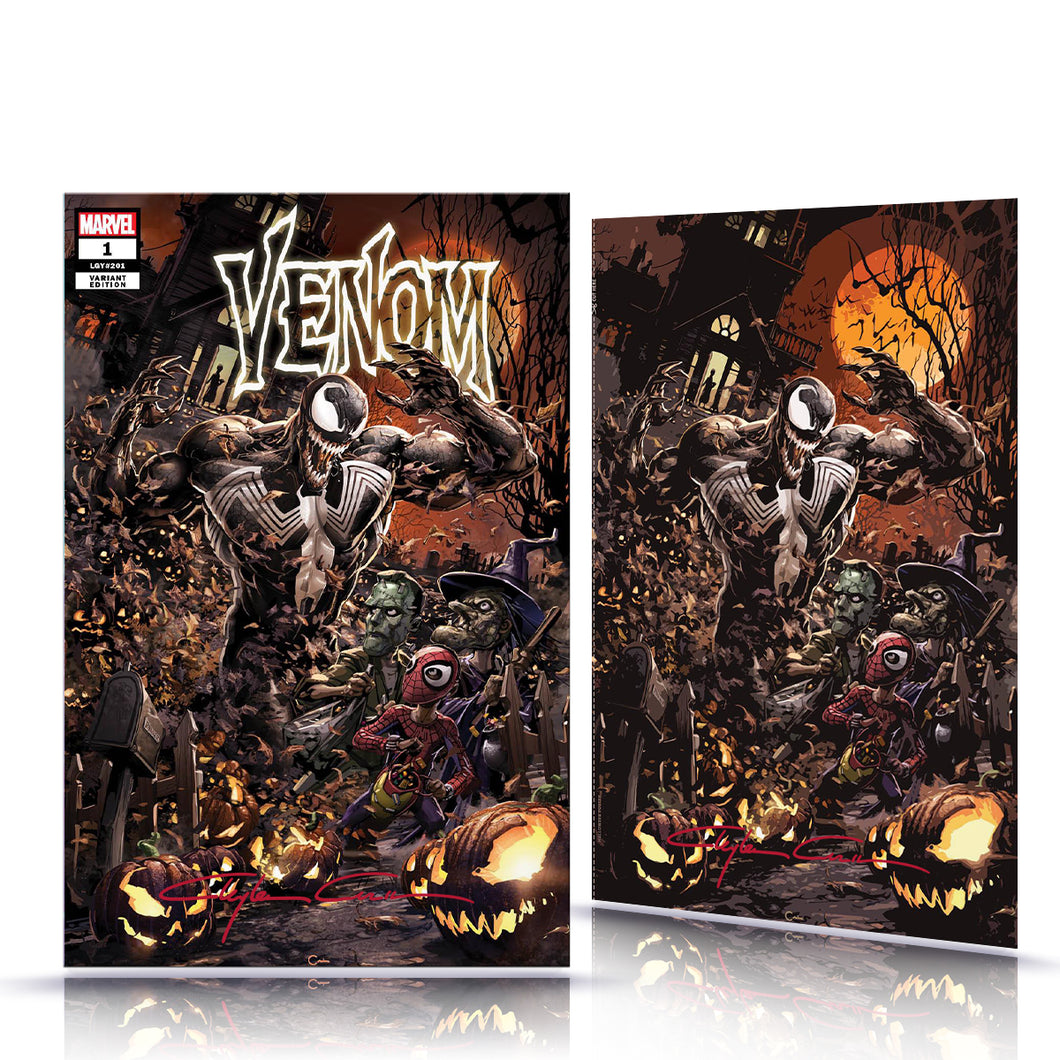 Classic Signed Set Venom #1 Halloween Clayton Crain Cover Art